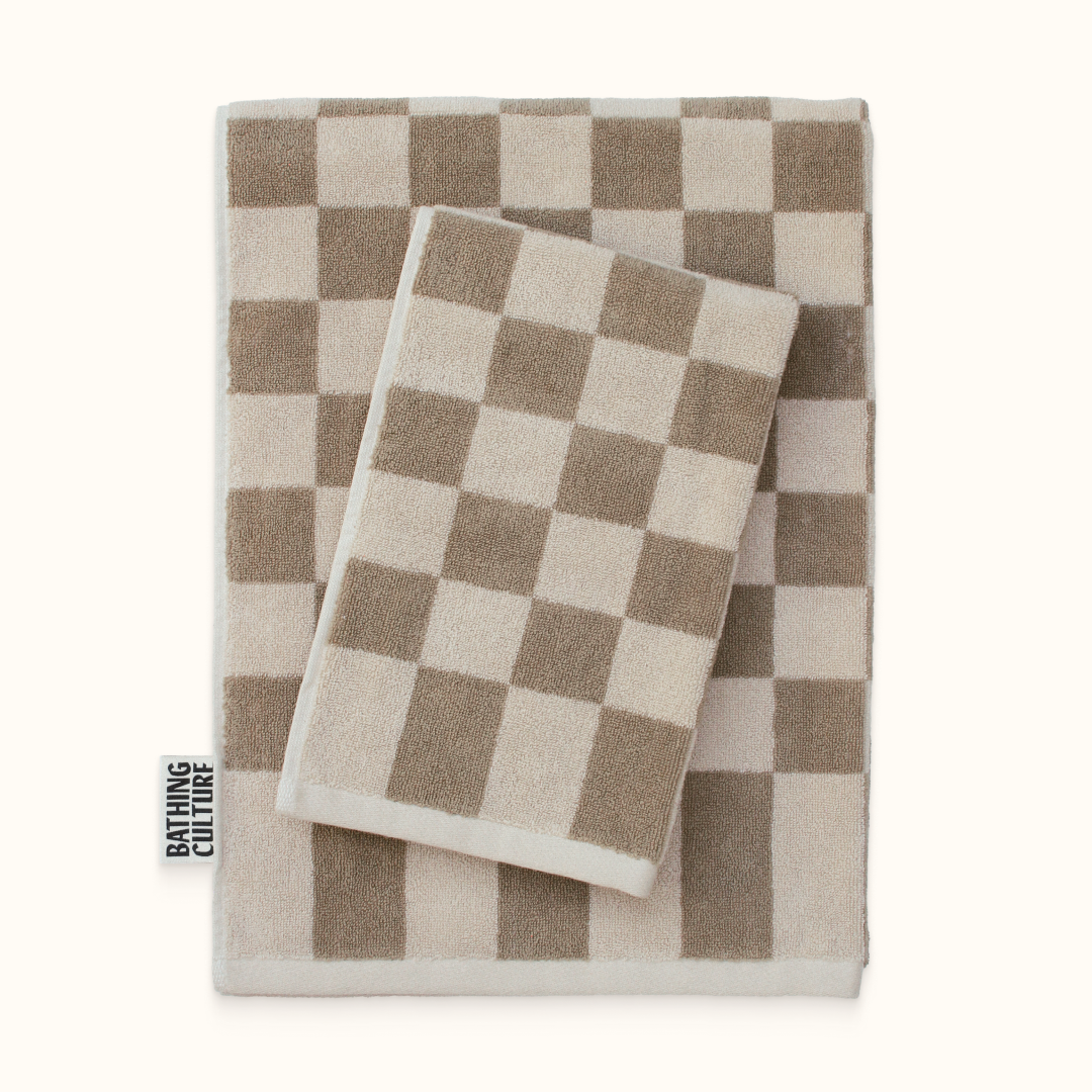 Bathhouse Check Organic Cotton Towel - Oak