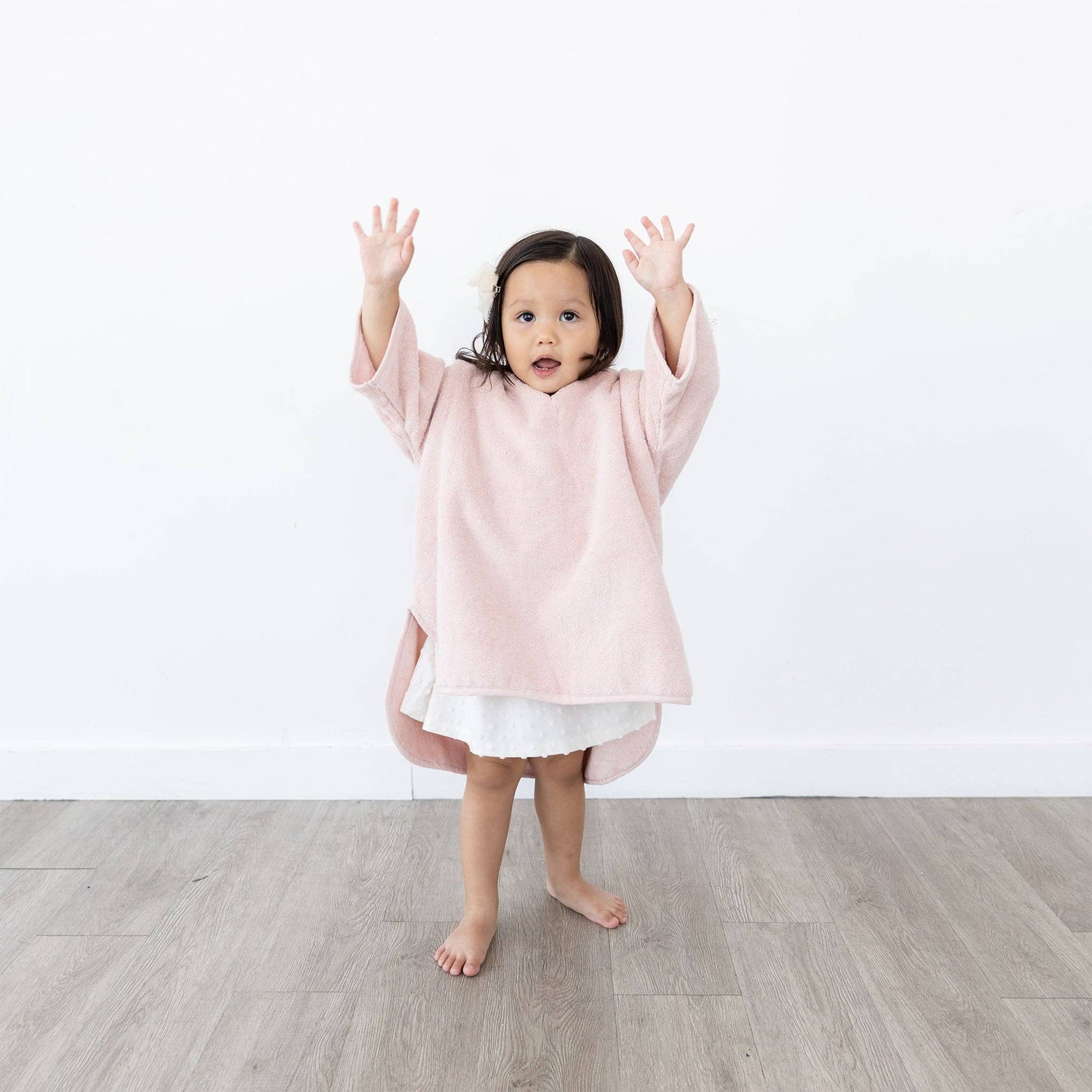 Organic Cotton Hooded Poncho Cover-Up Pink