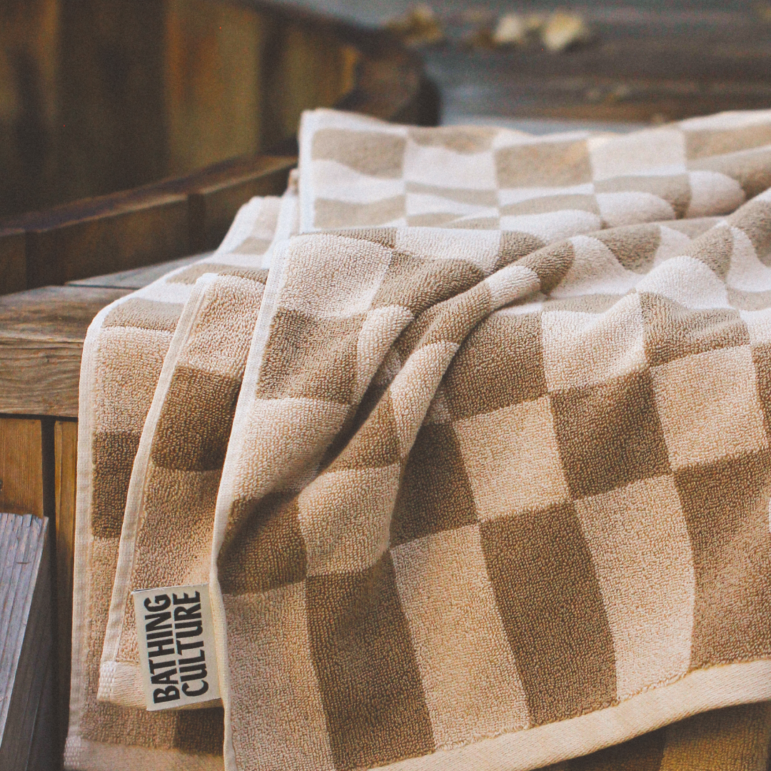 Bathhouse Check Organic Cotton Towel - Oak