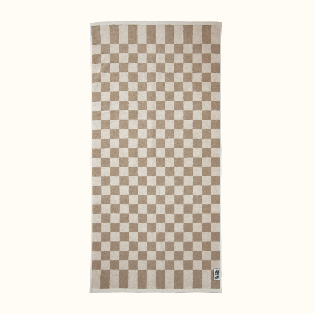 Bathhouse Check Organic Cotton Towel - Oak