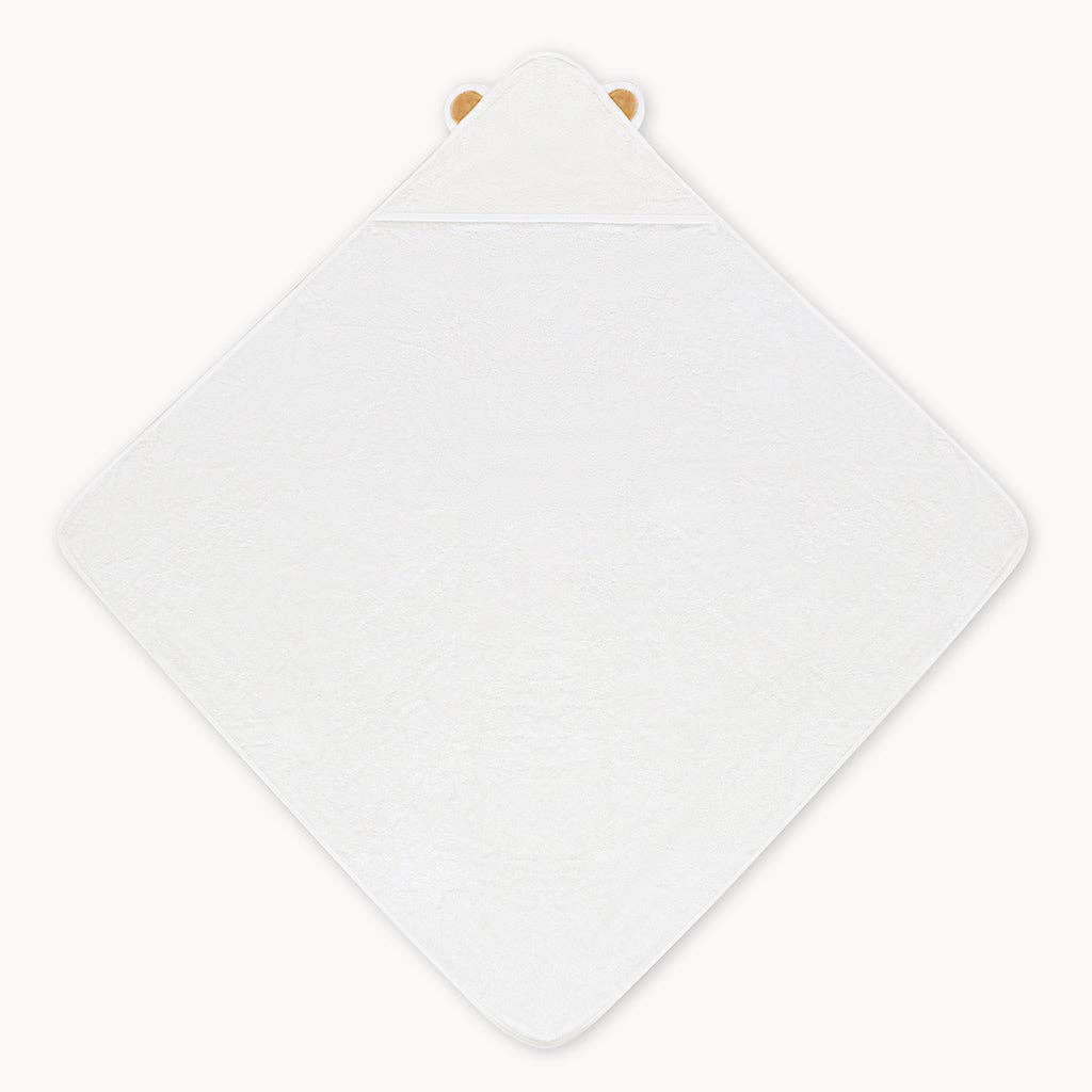 Bamboo Baby Bath Hooded Towel in White