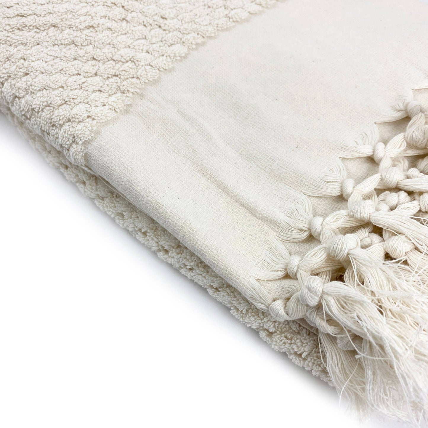 Luxury Spa Dot Fringe Towels - Cream