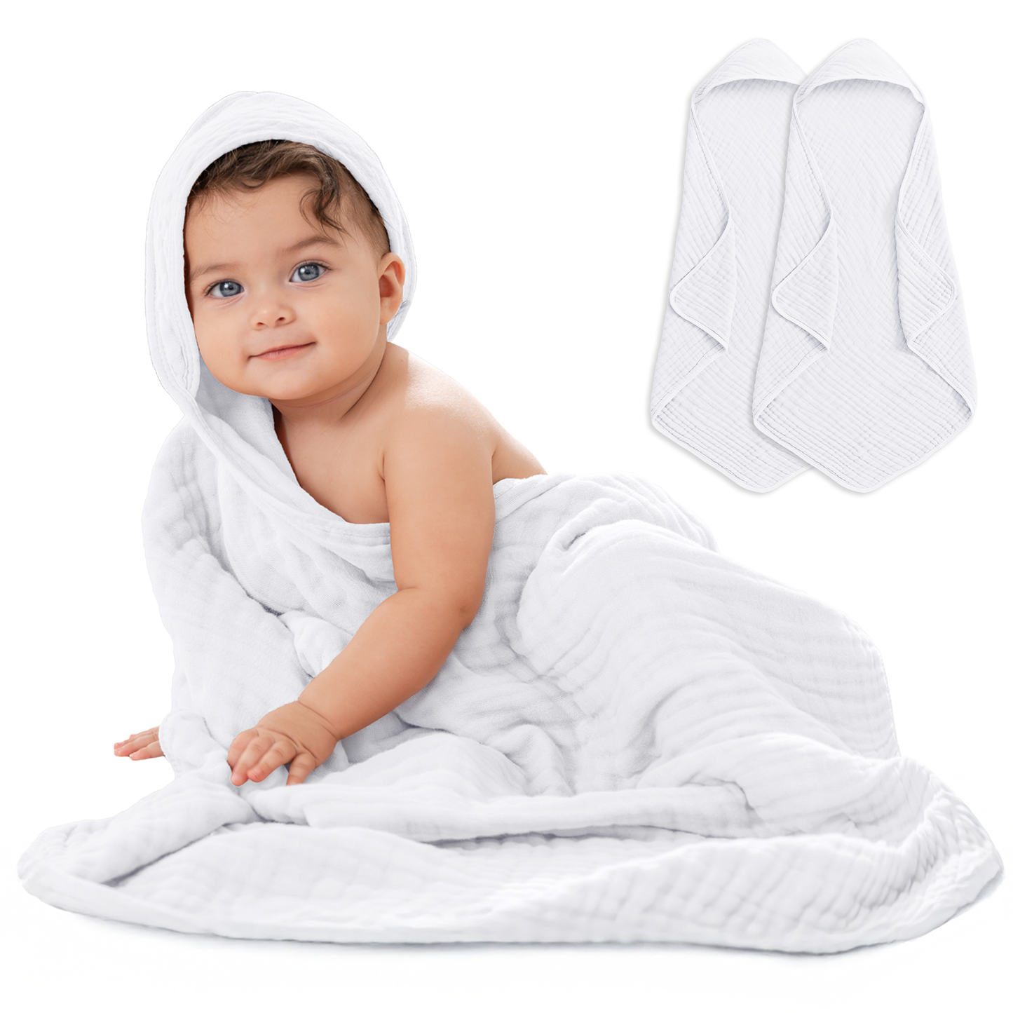 Comfy Cubs Hooded Baby Towel, 100% Muslin Cotton