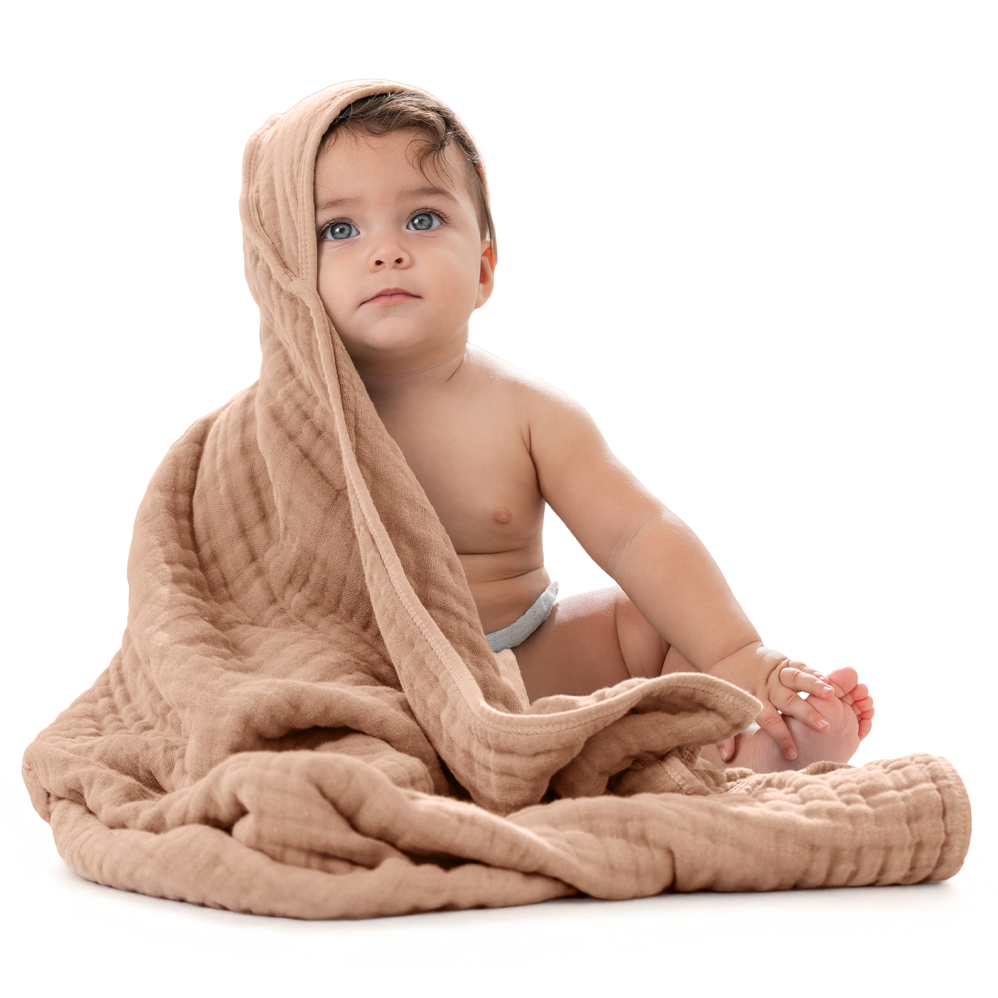 Comfy Cubs Hooded Baby Towel, 100% Muslin Cotton