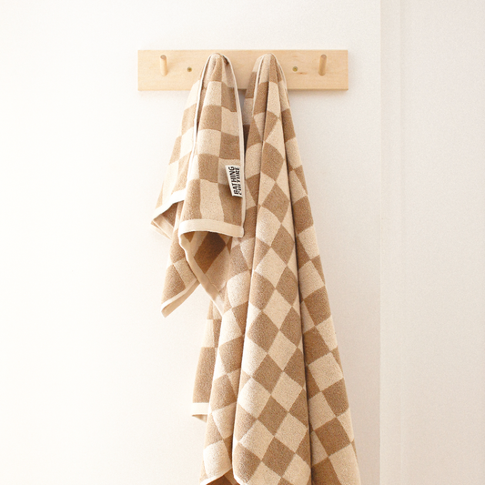 Bathhouse Check Organic Cotton Towel - Oak