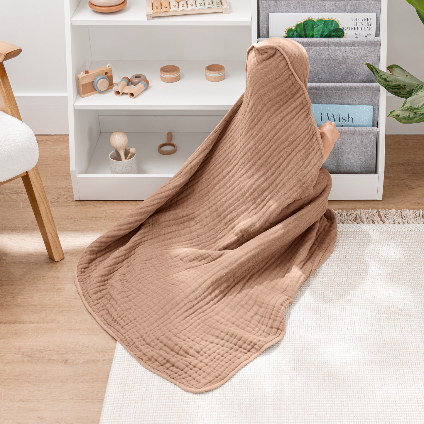 Comfy Cubs Hooded Baby Towel, 100% Muslin Cotton