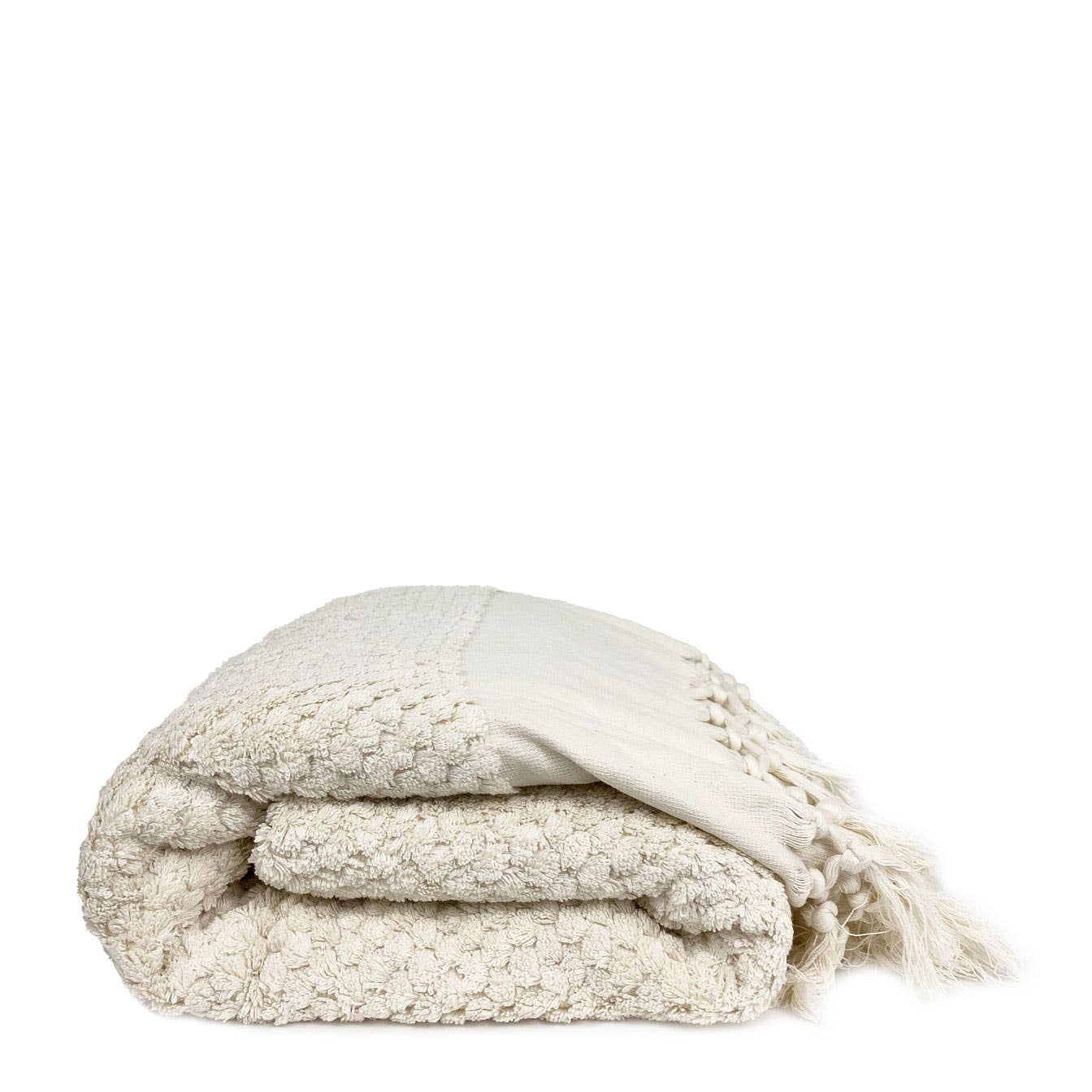 Luxury Spa Dot Fringe Towels - Cream